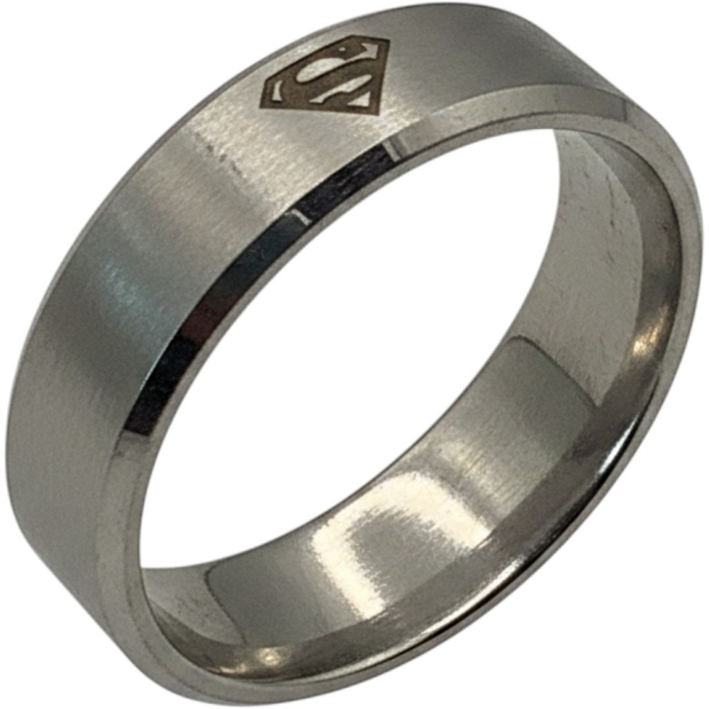 Superman Logo Ring Mens Size 7-14 Silver Stainless Steel Band Super Hero